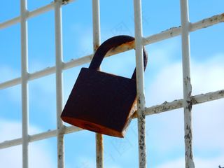 城堡，网格，金属，挂锁，天空，不锈钢