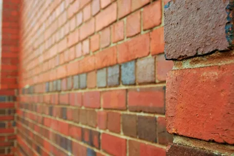 砖，红色，行，递减，墙，砖，块
