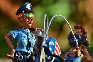 骑自行车的人，警察，控制，自行车，纹身，警察