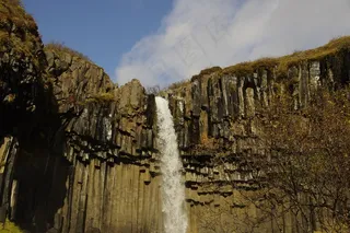 冰岛Svartifoss，瓦特纳冰川国家公园
