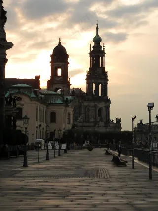 德累斯顿，Brühl梯田，大教堂，易北河，萨克森