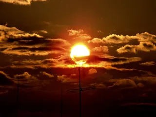 日出，太阳，金，云，黑暗，天线