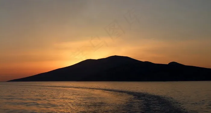 日出，岛，海，车道，休息，大气，浪漫