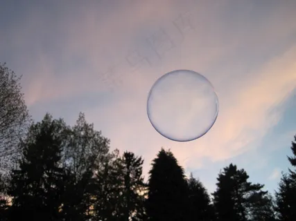 肥皂泡，微光，天空，树木，森林，飞，多彩