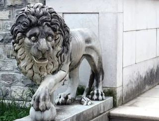 狮子，雕像，岩，雕塑，架构，动物