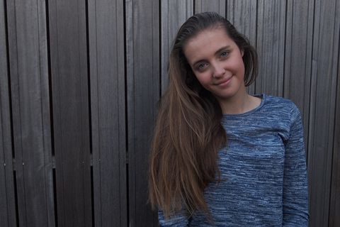 女孩，青少年，快乐，蓝眼睛，微笑，运气