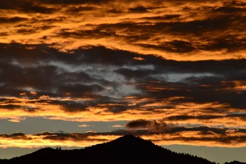日落，丘陵，天空，云，自然，户外，风景