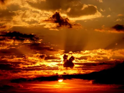 日落，天空，太阳，云，暮光之城，红色