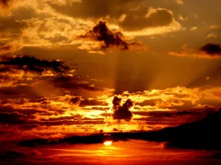 日落，天空，太阳，云，暮光之城，红色