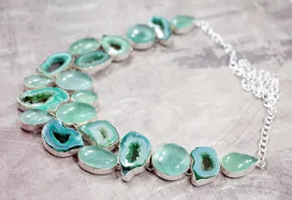 磷灰石，石头，项链，浅绿色，绿色，Druzy，Drusy
