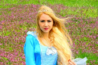 女孩，公主，金发，连衣裙，故事，春天