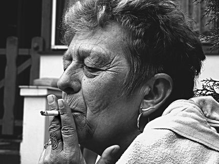 老人，女人，吸烟，香烟，脸，妇女