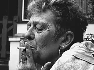 老人，女人，吸烟，香烟，脸，妇女