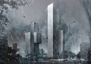 数字艺术，城市，城市，城市，摩天大楼，建筑