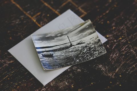 旧，复古，明信片，黑白，黑白，假期