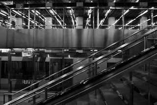 楼梯，鹿特丹，车站，黑白色