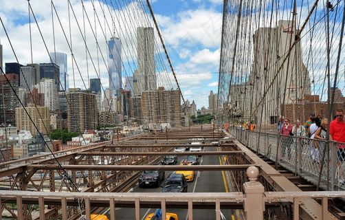 桥，太阳，曼哈顿，布鲁克林，纽约