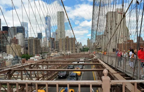 桥，太阳，曼哈顿，布鲁克林，纽约