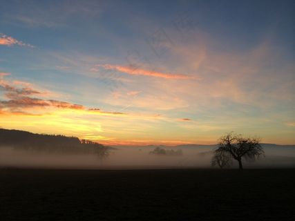 雾，Abendstimmung，B，景观，日落，自然，天空