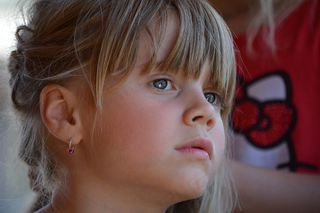 人，人的，儿童，女孩，脸，视图，辫子