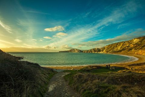 多塞特郡，海，Worbarrow湾，大海，岸，国家