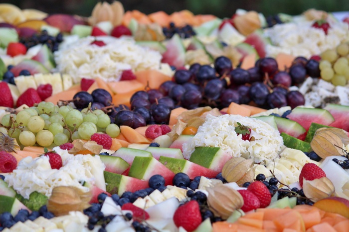 蔬菜，盘子，安排，水果，甜瓜，蓝莓