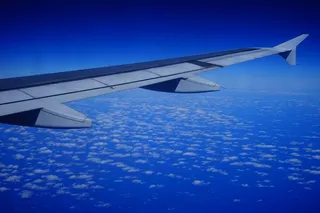 飞，飞机，机翼，天空，云，蓝色