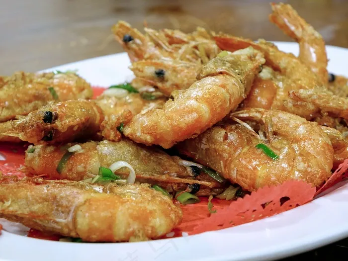 大虾，虾，煎，咸蛋，海鲜，美食