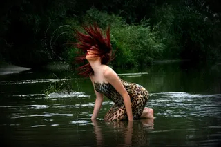 战士，女孩，丛林，森林，水，野生