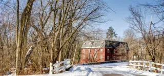 冬天，雪，米尔豪斯，篱笆，蓝天