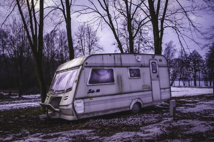 露营车，拖车，老，被遗弃，旅行，车辆