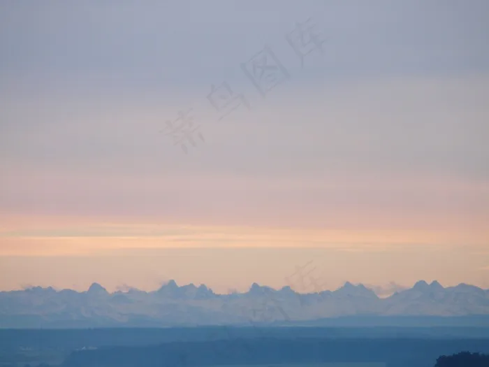 全景，高山，Morgenstimmung，日出，山