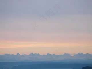 全景，高山，Morgenstimmung，日出，山
