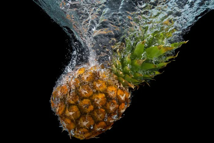 凤梨，溅，水，效果，水溅
