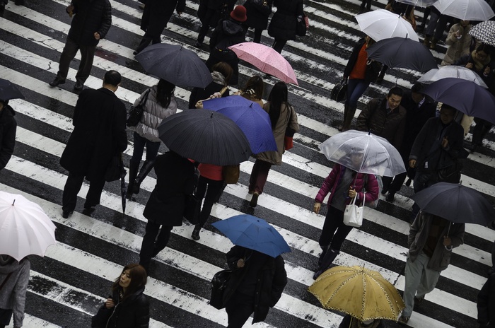 人，多雨，忙，日本，大阪，雨伞，湿