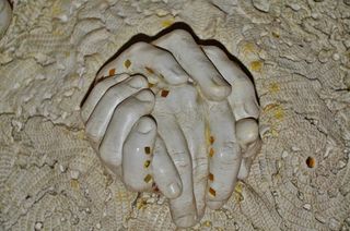 手，石头，雕刻，架构，老，雕刻