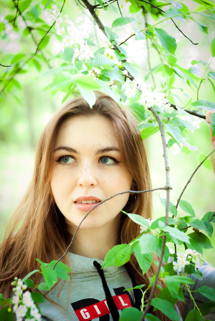 女孩，花园，植物园，植物园，树