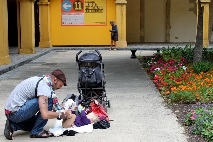 父亲，孩子，法语，普罗旺斯