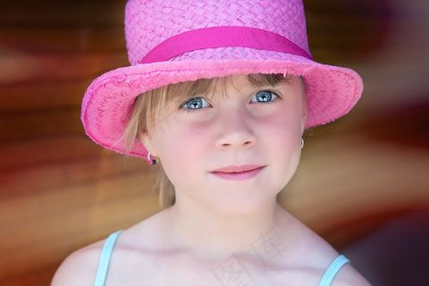 人，人类，儿童，女孩，帽子，脸，肖像，关闭