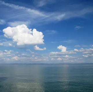 心情，休息，水，云团，天空，阳光，镜像