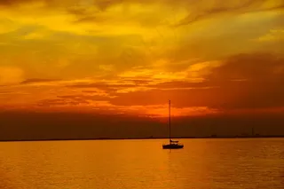 船，太阳，日落