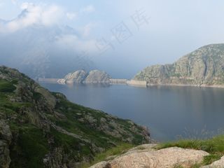 湖泊风景，水库，山，水，冷，清除，能源