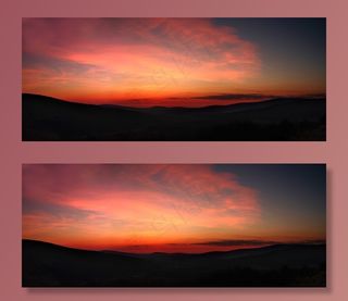 日落，山，自然，风景，天空，视图