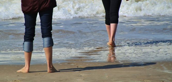 腿，脚，下半身，无花果，海滩，大海，海水