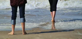 腿，脚，下半身，无花果，海滩，大海，海水