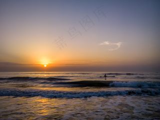 日出，海滩，渔夫，日出海滩，太阳