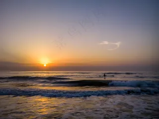 日出，海滩，渔夫，日出海滩，太阳