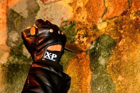 刀，手套，锐化，黑色，皮肤