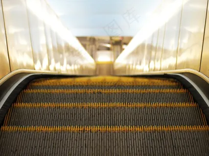 自动扶梯，下，移动，购物中心，运输，黄色，蓝色