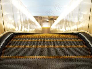 自动扶梯，下，移动，购物中心，运输，黄色，蓝色